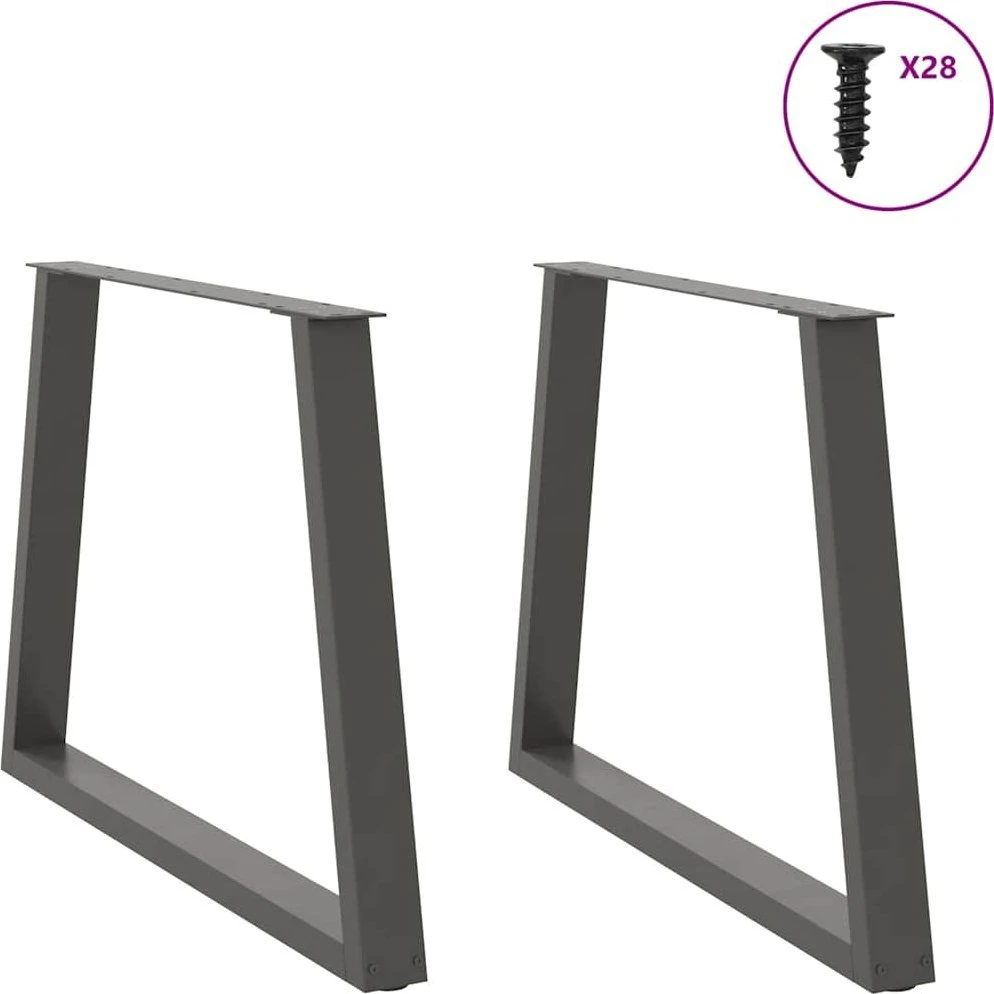 Valgomojo stalo kojos, V formos, 2 vnt., antracito spalvos, 90x(72-73,3) cm, plienas