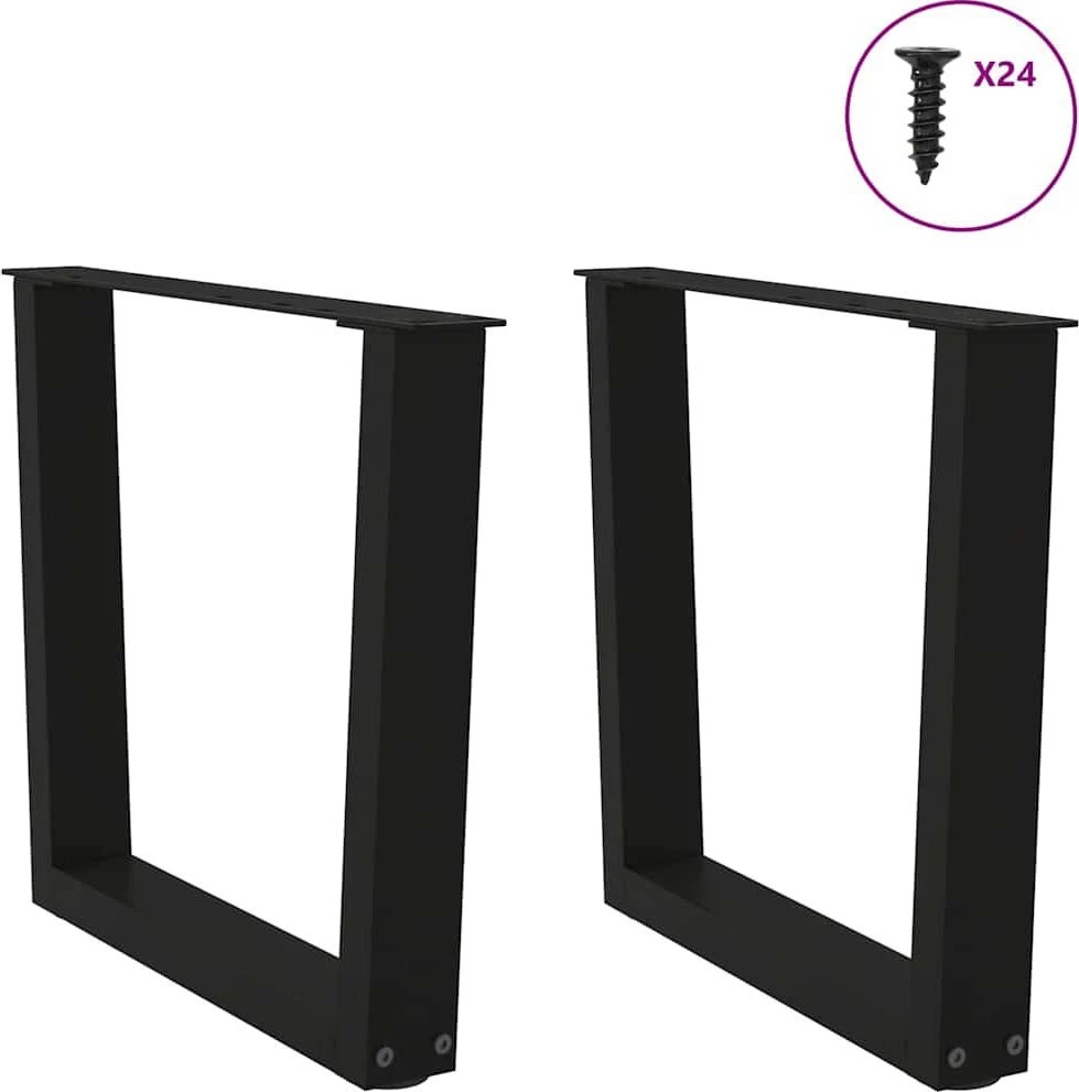 Kavos staliuko kojelės, V formos, 2 vnt., juodos, 60x(42-43,3) cm, plienas