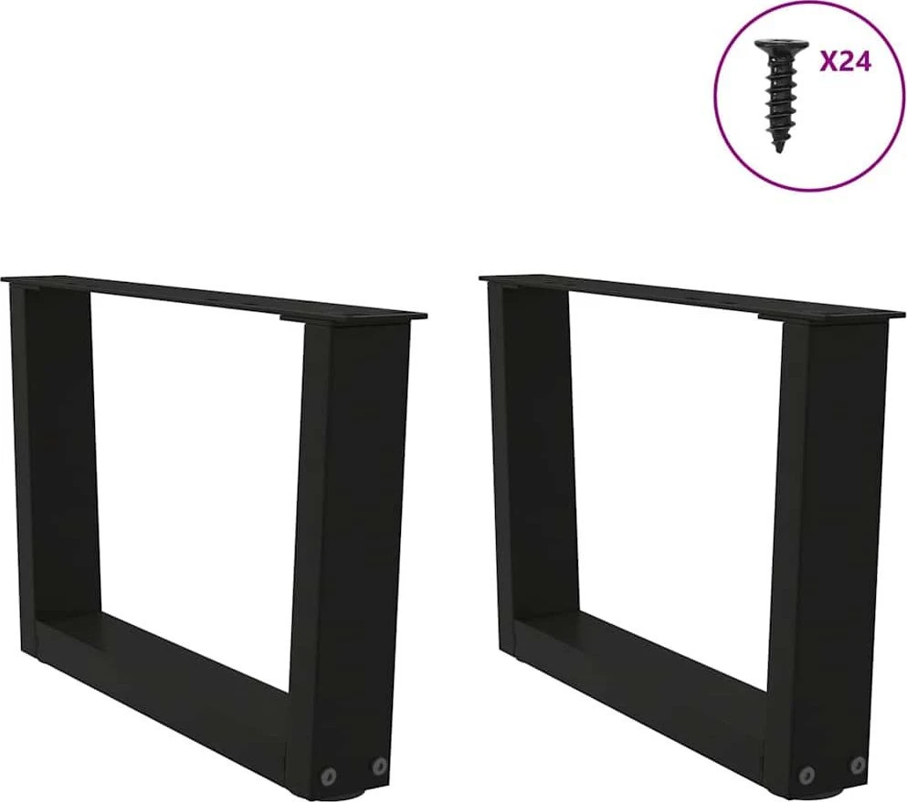 Kavos staliuko kojelės, V formos, 2 vnt., juodos, 50x(30-31,3) cm, plienas