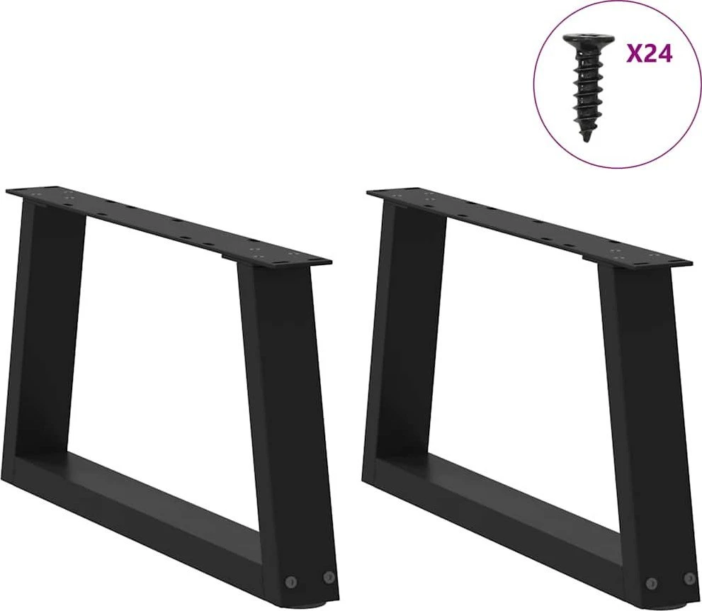 Kavos staliuko kojelės, V formos, 2 vnt., juodos, 60x(30-31,3) cm, plienas