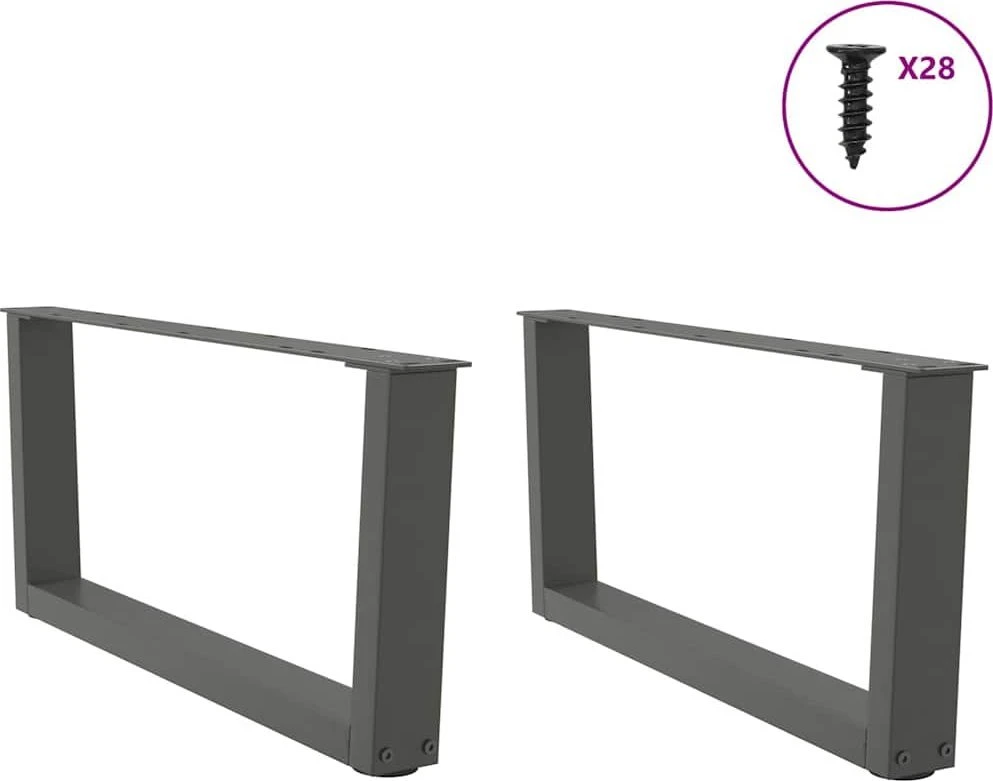Kavos staliuko kojelės, V formos, 2 vnt., antracito spalvos, 70x(30-31,3) cm, plienas