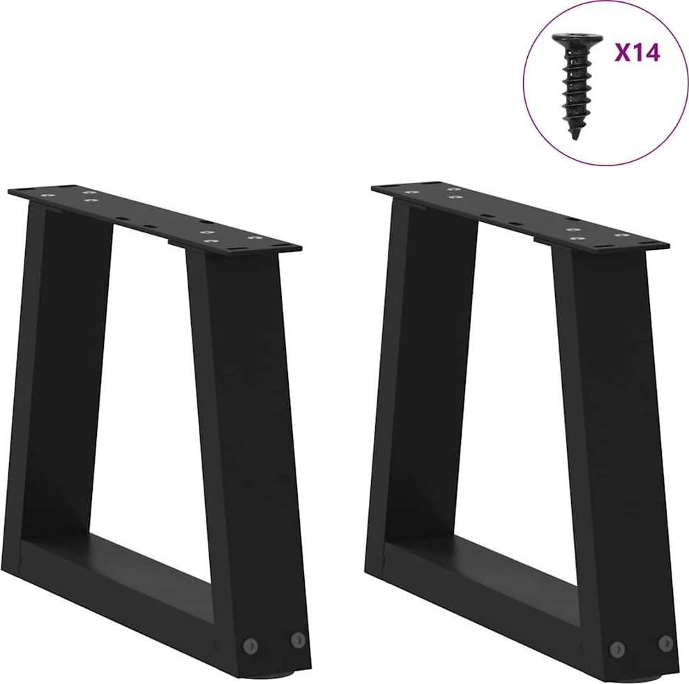 Kavos staliuko kojelės, V formos, 2 vnt., juodos, 40x(30-31,3) cm, plienas