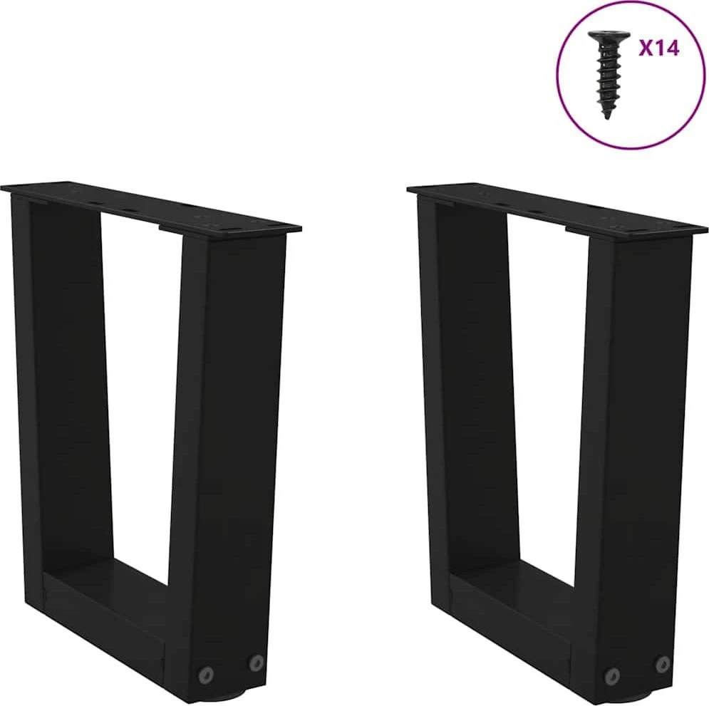 Kavos staliuko kojelės, V formos, 2 vnt., juodos, 30x(30-31,3) cm, plienas