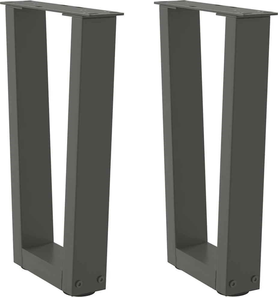 Kavos staliuko kojelės, V formos, 2 vnt., antracito spalvos, 38x(42-43,3) cm, plienas