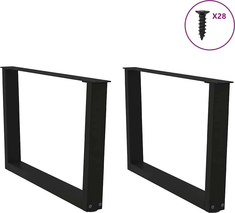 Kavos staliuko kojelės, V formos, 2 vnt., juodos, 70x(42-43,3) cm, plienas