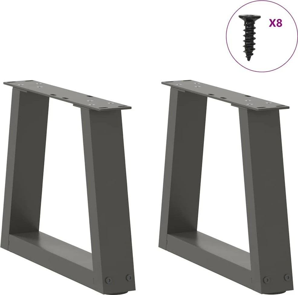 Kavos staliuko kojelės, V formos, 2 vnt., antracito spalvos, 30x(30-31,3) cm, plienas