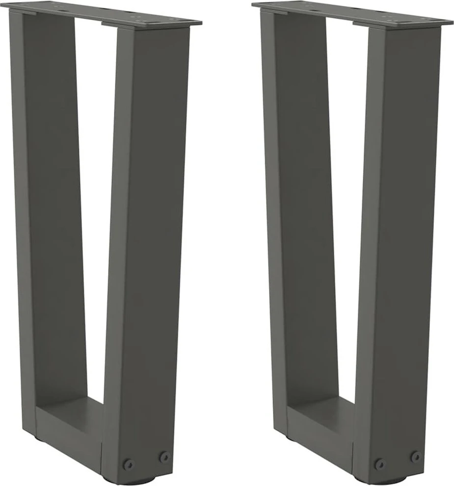 Kavos staliuko kojelės, V formos, 2 vnt., antracito spalvos, 28x(42-43,3) cm, plienas