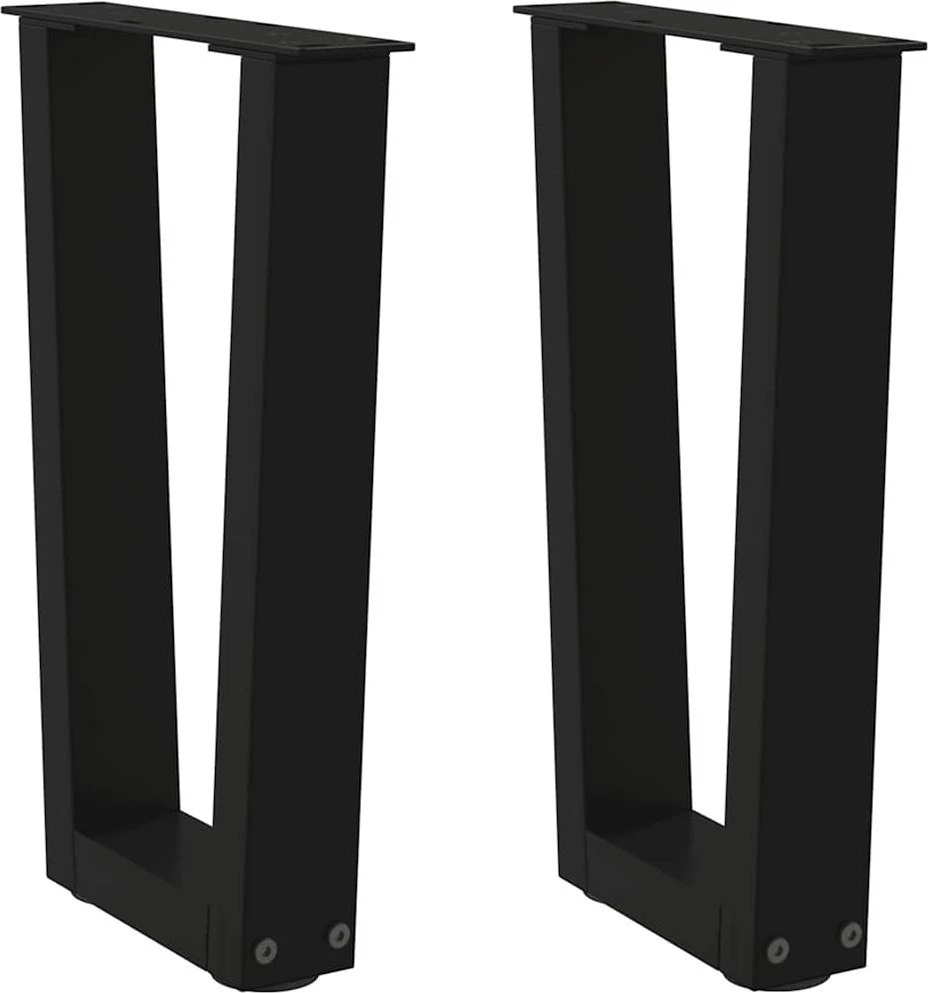 Kavos staliuko kojelės, V formos, 2 vnt., juodos, 38x(42-43,3) cm, plienas