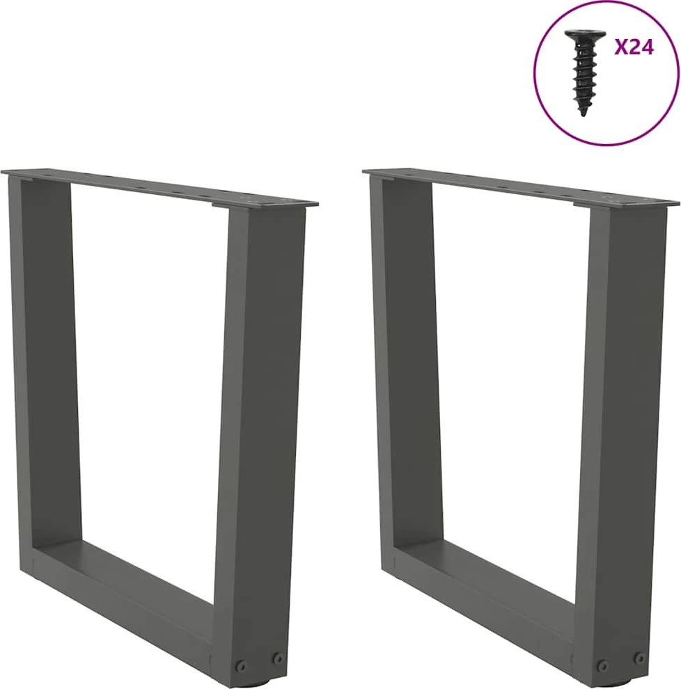 Kavos staliuko kojelės, V formos, 2 vnt., antracito spalvos, 60x(42-43,3) cm, plienas