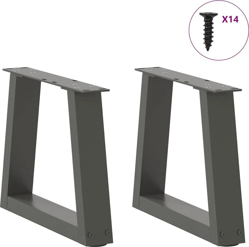 Kavos staliuko kojelės, V formos, 2 vnt., antracito spalvos, 40x(30-31,3) cm, plienas