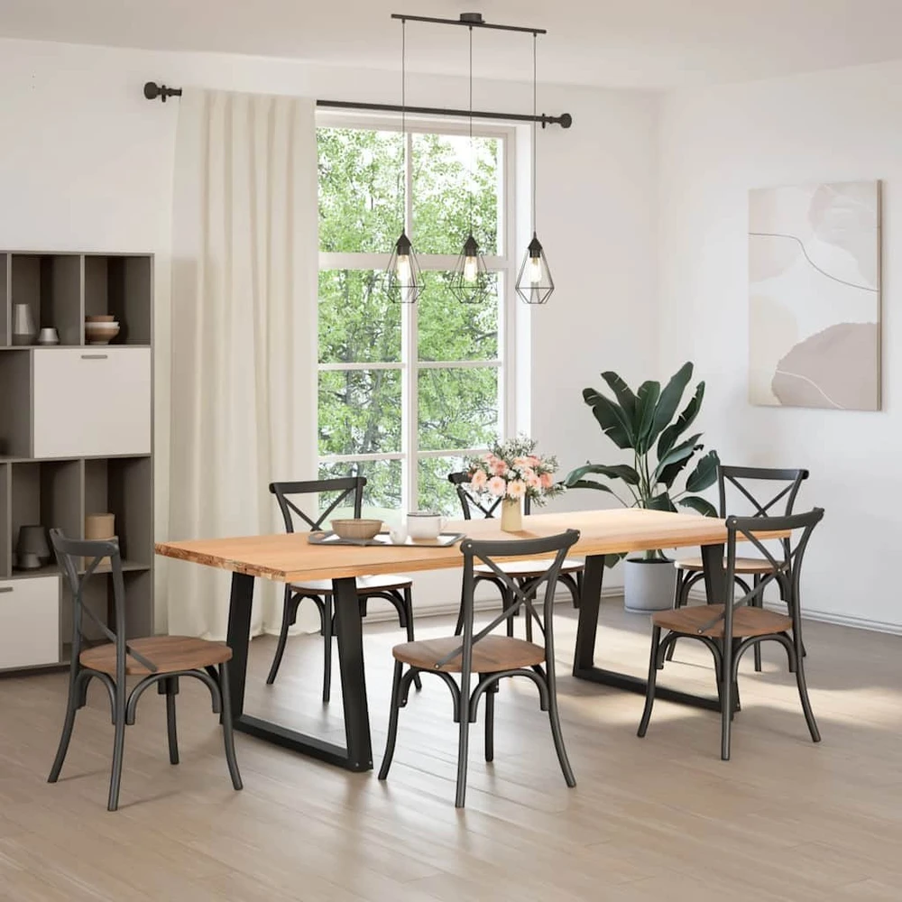 Valgomojo stalo kojelės, V formos, 2 vnt., juodos, 90x(72-73,3) cm, plienas