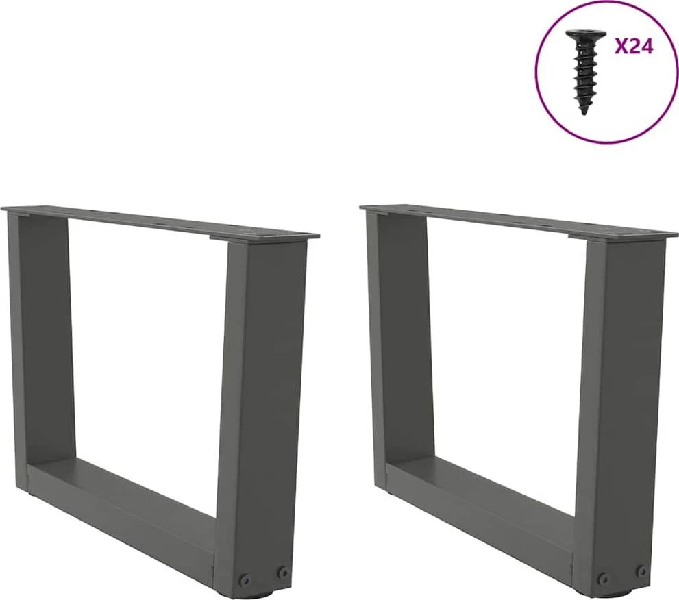 Kavos staliuko kojelės, V formos, 2 vnt., antracito spalvos, 60x(30-31,3) cm, plienas