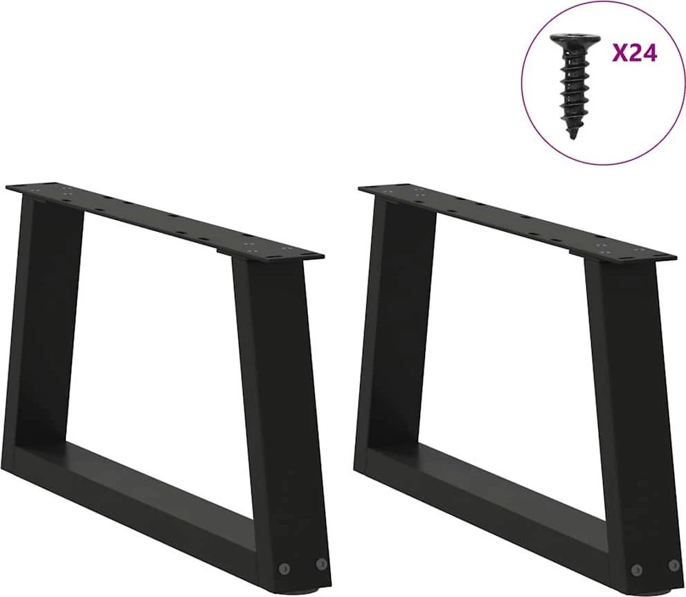 Kavos staliuko kojelės, V formos, 2 vnt., juodos, 70x(30-31,3) cm, plienas