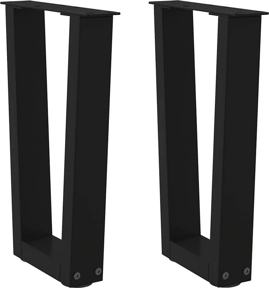Kavos staliuko kojelės, V formos, 2 vnt., juodos, 28x(42-43,3) cm, plienas