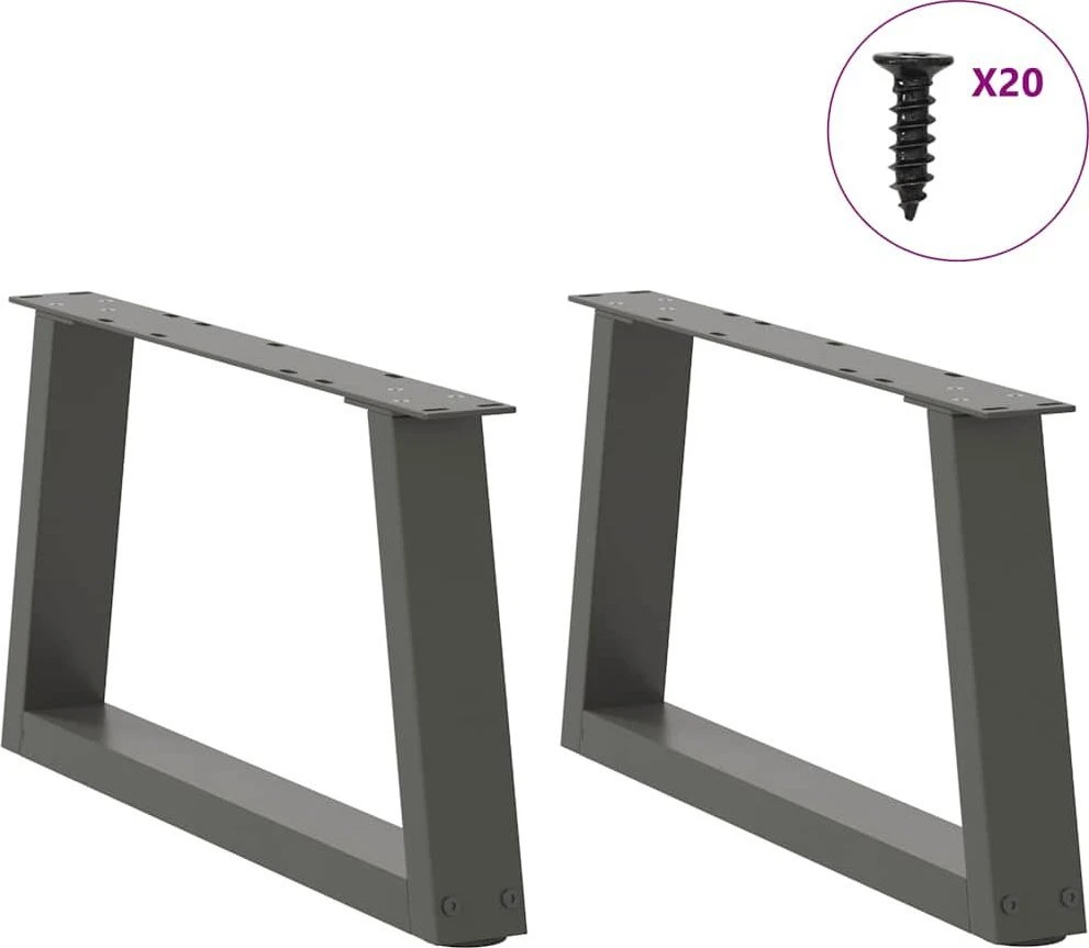 Kavos staliuko kojelės, V formos, 2 vnt., antracito spalvos, 50x(30-31,3) cm, plienas