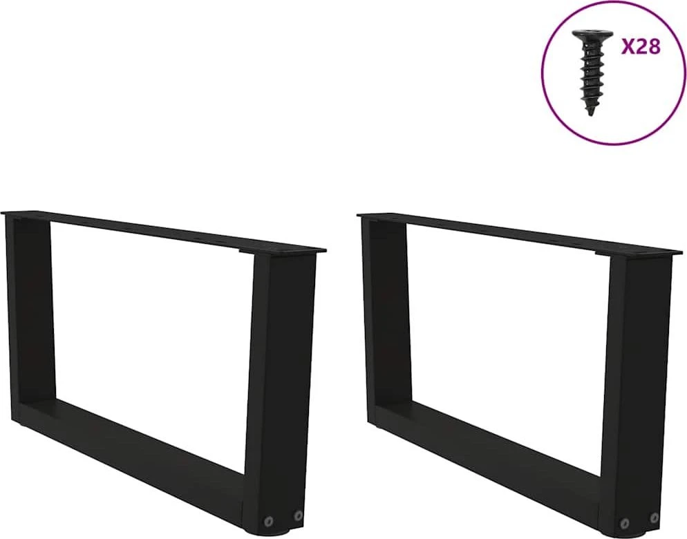 Kavos staliuko kojelės, V formos, 2 vnt., juodos, 70x(30-31,3) cm, plienas