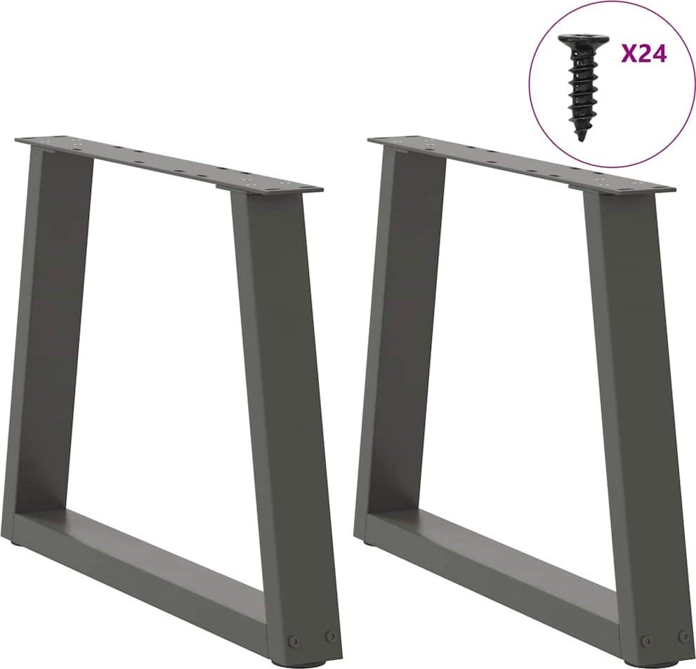 Kavos staliuko kojelės, V formos, 2 vnt., antracito spalvos, 70x(42-43,3) cm, plienas