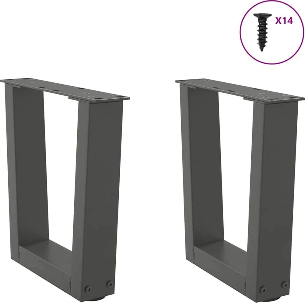 Kavos staliuko kojelės, V formos, 2 vnt., antracito spalvos, 30x(30-31,3) cm, plienas