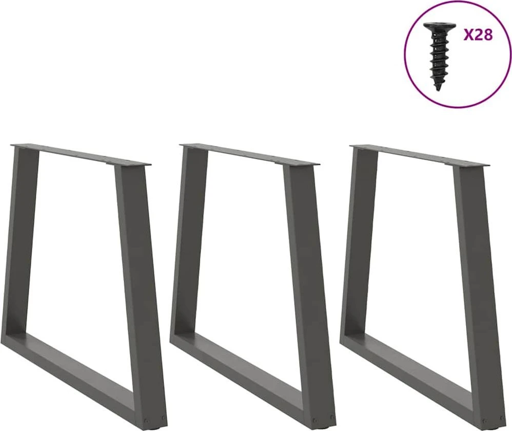 Valgomojo stalo kojos, V formos, 3 vnt., antracito spalvos, 100x(72-73,3) cm, plienas