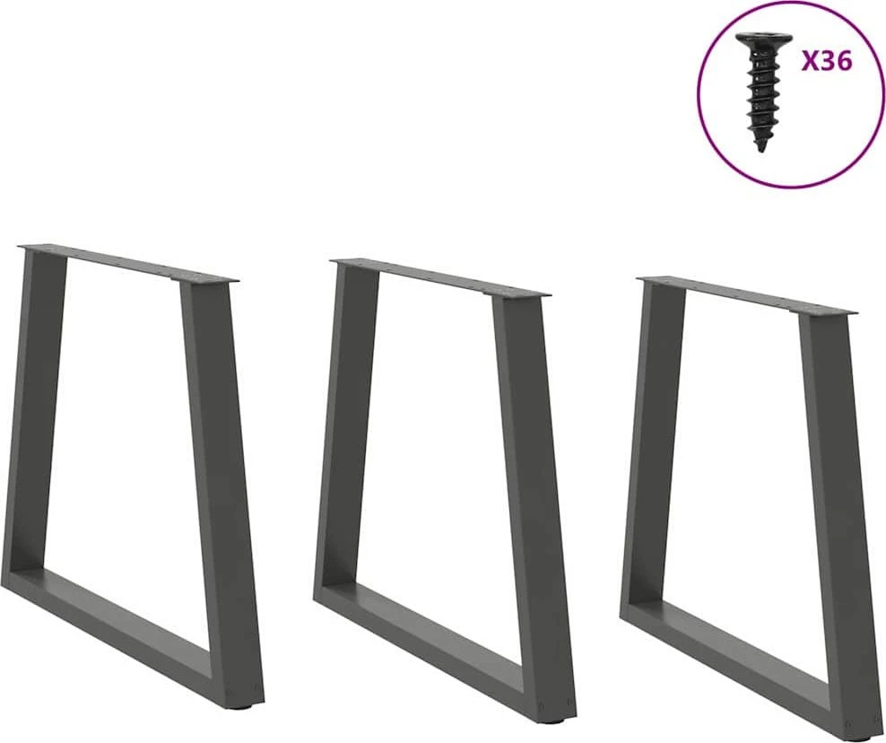Valgomojo stalo kojos, 3 vnt., antracito spalvos, 80x(72-73,3) cm, plienas, V formos