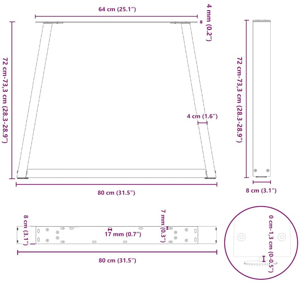 Valgomojo stalo kojelės, 3 vnt., baltos, 80x(72-73,3) cm, plienas, V formos