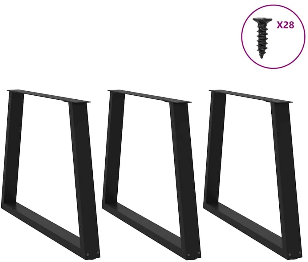Valgomojo stalo kojos, V formos, 3 vnt., juodos, 100x(72-73,3) cm, plienas
