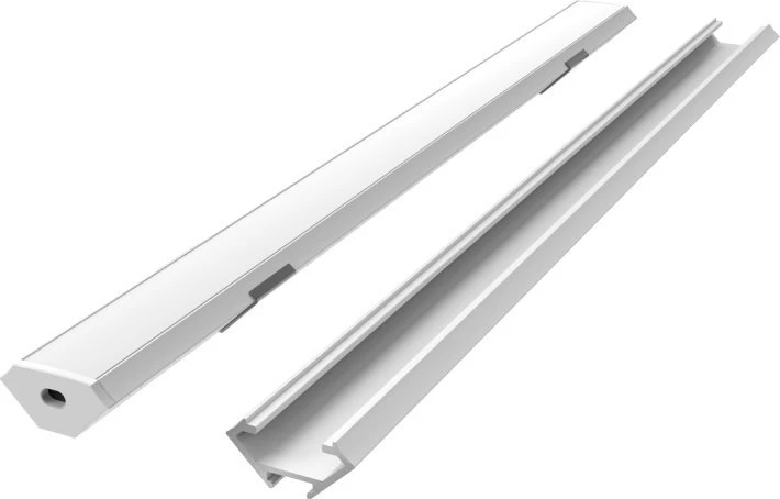 Led Line Prime LED profilio komplektas, 2m, kampinis, baltas, su baltu dangteliu, laikikliais ir aklėmis