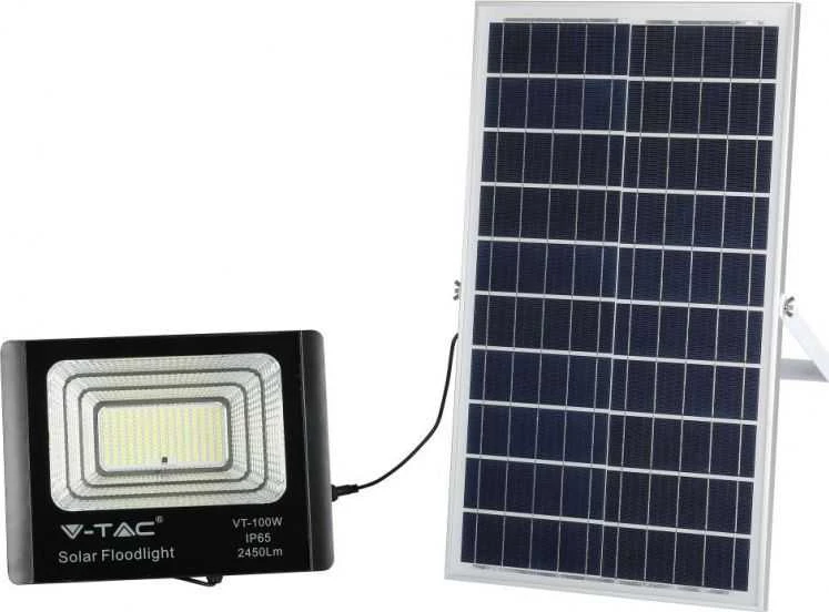 V-tac 35W LED prožektorius su saulės baterija. 4000K (dienos šviesa), juodas,