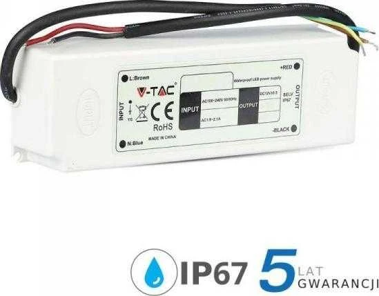 V-tac 60W SLIM maitinimo šaltinis, 12V, plastikiniu korpusu, IP67