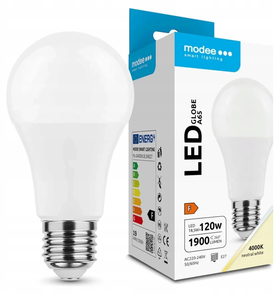 V-TAC LED Globe Modee Lighting A65 18,5W E27 270? 4000K (1900 lumen) ERP ML-G4000K18,5WE27