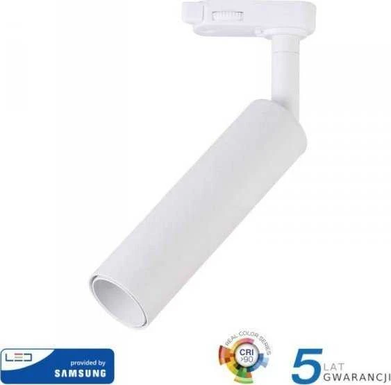 20W LED šviestuvas ant bėgelio V-TAC, baltu korpusu, 3000K (šiltai balta), SAMSUNG LED chip