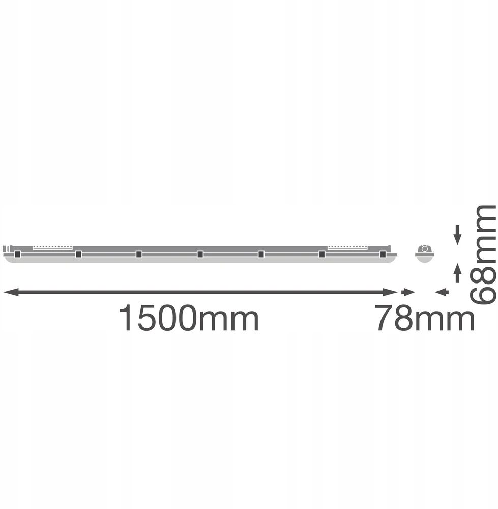 V-tac 51/39/31/27W LED linijinis šviestuvas DAMP PROOF FIT, pilkas, 4000/5000/6500K, 115°, 1500mm, IP65