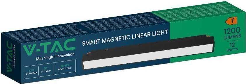 Lubinis šviestuvas V-tac 12W LED SMART šviestuvas į magnetinius bėgelius, juodas, 2700/6400K