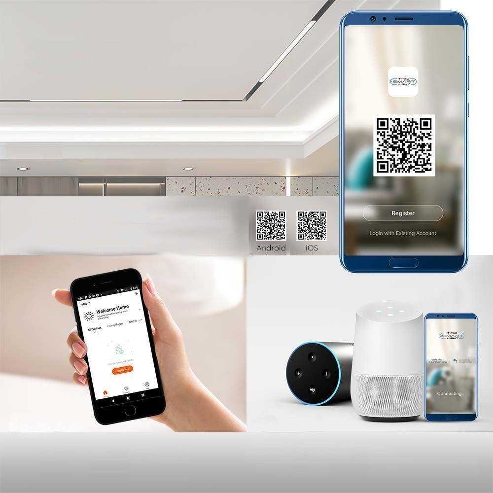 Lubinis šviestuvas V-tac 12W LED SMART šviestuvas į magnetinius bėgelius, juodas, 2700/6400K