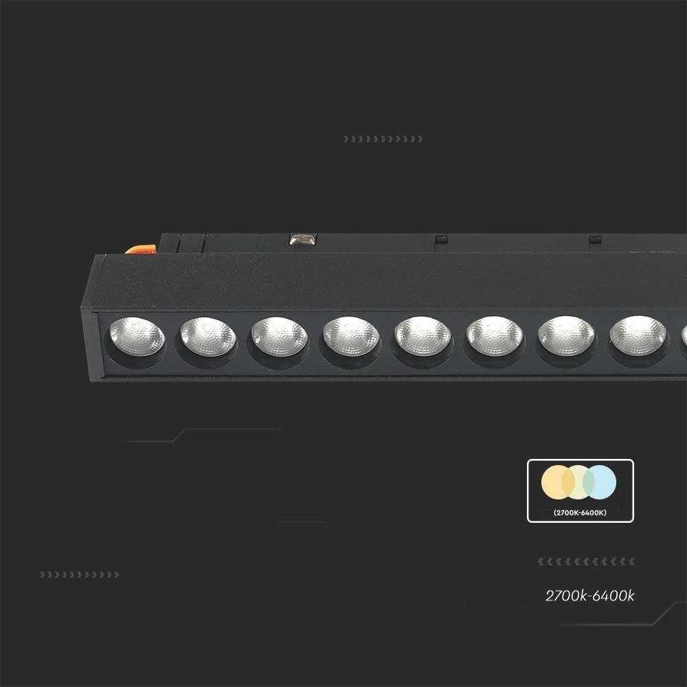 V-tac 14W LED SMART šviestuvas į magnetinius bėgelius, 48V, juodas, 2700-6400K