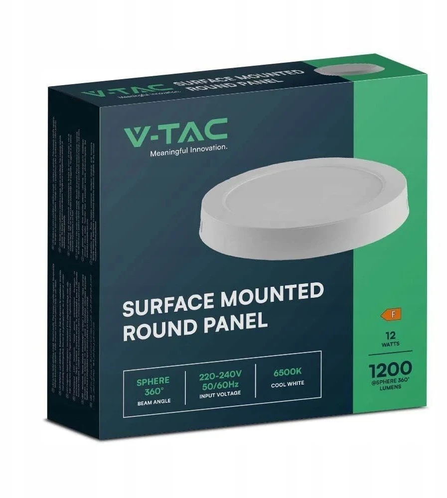V-tac 12W LED paviršinė panelė, balta, 3000K