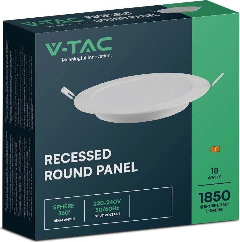 V-tac 18W LED įleidžiama panelė, balta, 6500K