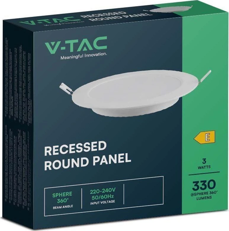V-tac 3W LED įleidžiama panelė, balta, 4000K