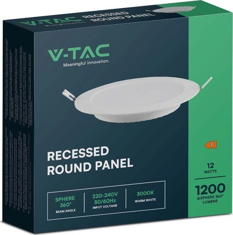 V-tac 12W LED įleidžiama panelė, balta, 6500K