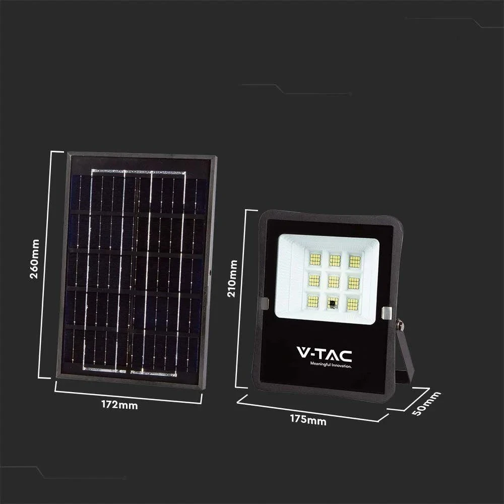 V-tac 6W LED prožektorius su saulės baterija, juodas, 4000K
