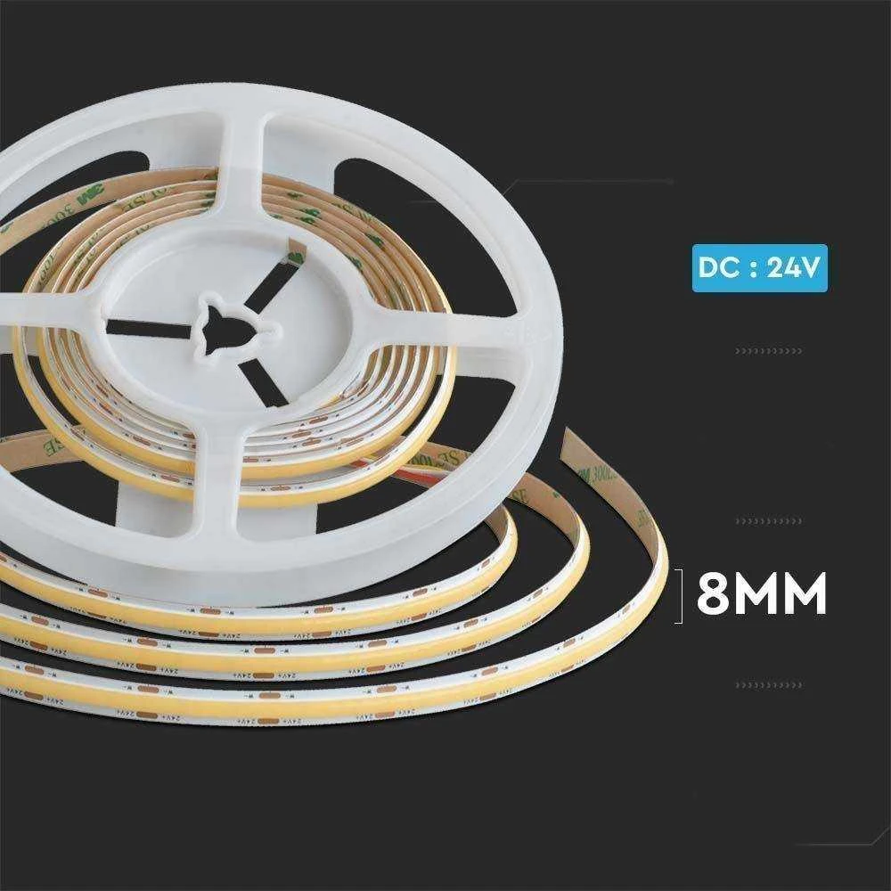 V-tac 18W/m COB LED juosta, 560LED/m, 24V, 2700/4000/6500K, 5 metrų ritė