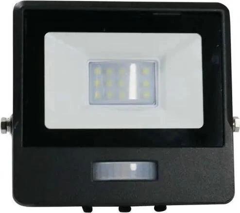 10W LED prožektorius V-TAC, juodu korpusu, 6500K, su judesio davikliu