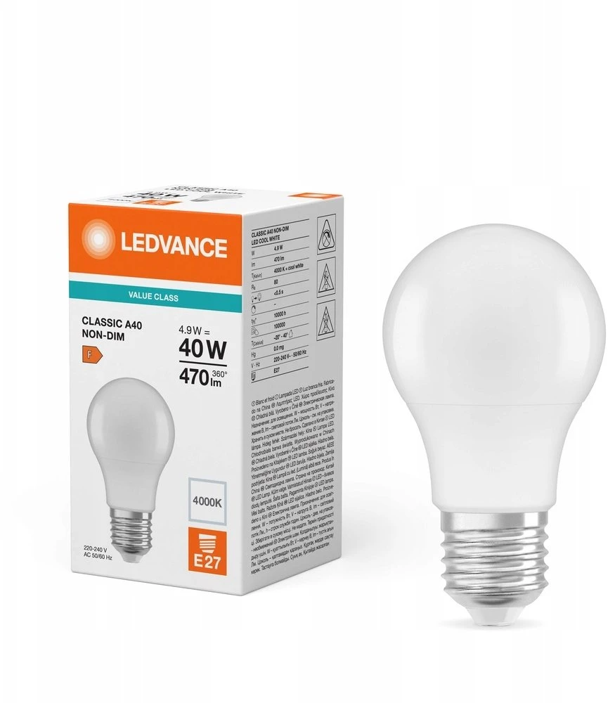 Osram 4,9W LED lemputė CLASSIC, A40, E27, 4000K