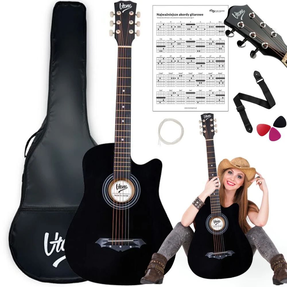 V-TONE AG One BK - 4/4 akustinė gitara, juoda