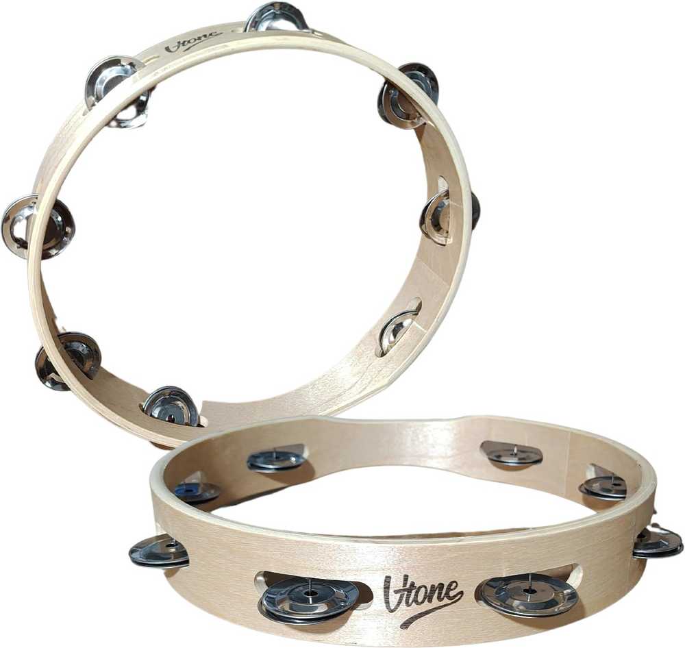 V-TONE T10 tamburinas, vienos eilės, 8 varpeliai