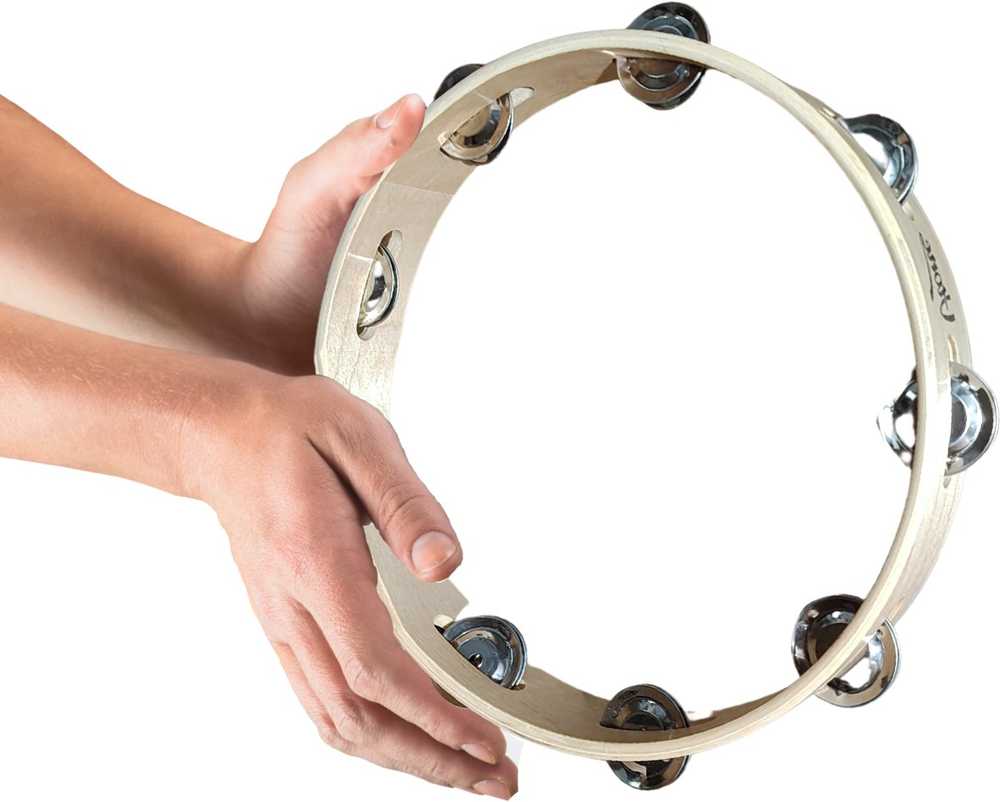 V-TONE T10 tamburinas, vienos eilės, 8 varpeliai