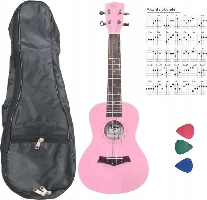 Rožinė V-TONE UK23 PK akustinis koncertas ukulele 23"" rožinė + viršelis