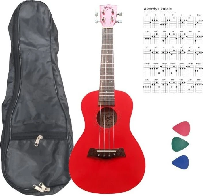 V-TONE UK23 RD akustinė koncertinė ukulelė 23" raudona + dangtelis