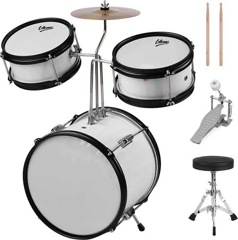 3 dalių vaikiškų būgnų komplektas V-TONE VD JUNIOR, baltas