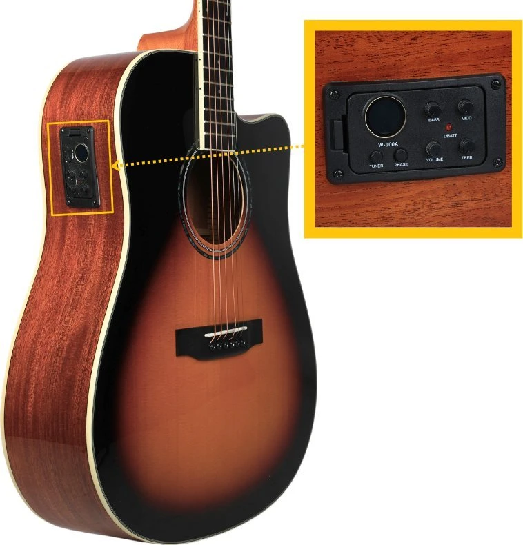 V-TONE VEAG1 CE VS - 4/4 elektroakustinė gitara, „Vintage sunburst“ spalvos